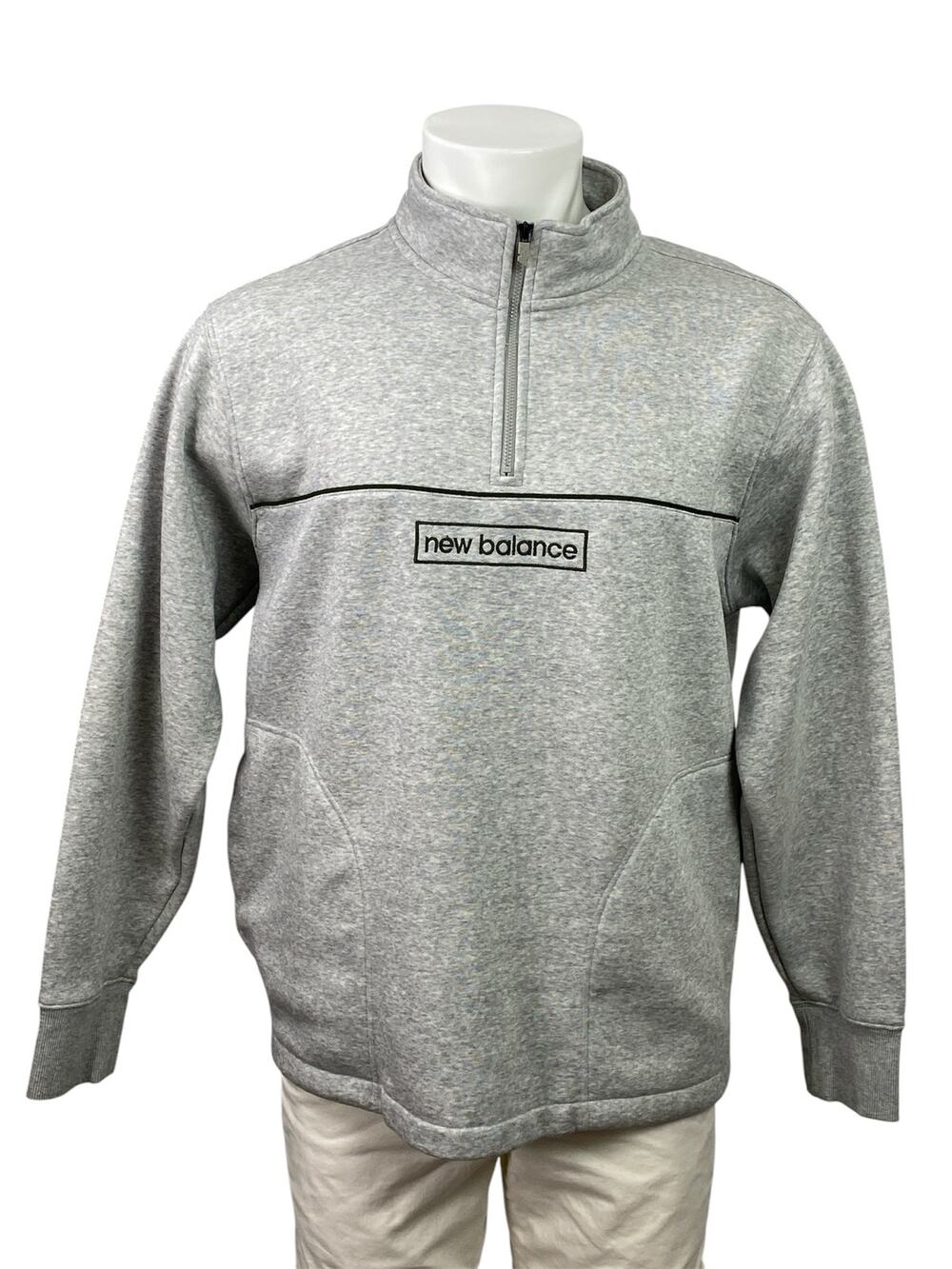 New Balance Essentials Winter Men's Gray 1/4 Zip Sweatshirt Sweater Top Size L